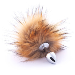 Серебристая анальная пробка с коричневым хвостиком Серебристая анальная пробка с коричневым хвостиком