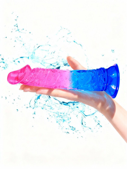 Яркий розово-синий фаллоимитатор с присоской Яркий розово-синий фаллоимитатор с присоской