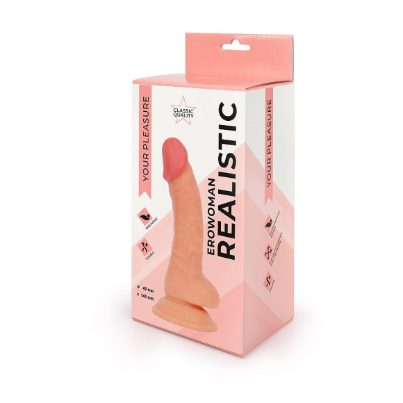 Телесный фаллоимитатор-реалистик Erowoman - 19 см. Телесный фаллоимитатор-реалистик Erowoman - 19 см.