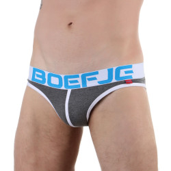 Серые меланжевые трусы-слипы с провокационной надписью сзади Серые меланжевые трусы-слипы с провокационной надписью сзади