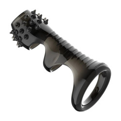 Черная рельефная насадка на пенис «Оки-Чпоки» с усиками Черная рельефная насадка на пенис «Оки-Чпоки» с усиками