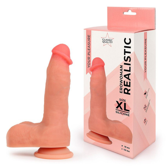 Телесный фаллоимитатор на присоске Erowoman Realistic Телесный фаллоимитатор на присоске Erowoman Realistic