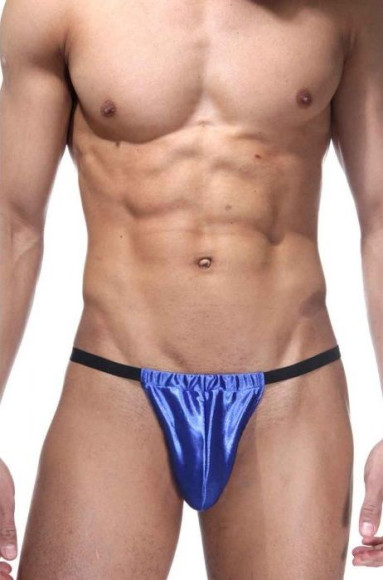 Синие пикантные трусы из блестящей ткани Синие пикантные трусы из блестящей ткани