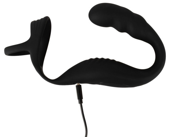 Черное эрекционное кольцо со стимуляцией промежности и анальной пробкой Cock Ring with RC Prostate Plug Черное эрекционное кольцо со стимуляцией промежности и анальной пробкой Cock Ring with RC Prostate Plug