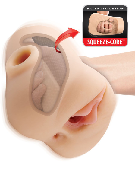 Телесный мастурбатор с вибрацией Double Pounder Vibrating Squeeze Stroker