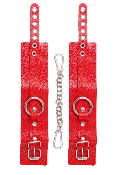 Красные мягкие кожаные оковы с люверсами Красные мягкие кожаные оковы с люверсами