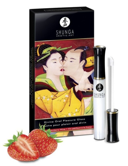 Возбуждающий блеск для губ со вкусом клубники и шампанского Божественное удовольствие - 10 мл. Возбуждающий блеск для губ со вкусом клубники и шампанского Божественное удовольствие - 10 мл.