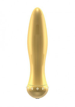 Вибратор-торпеда с кристалликами The Gem Gold - 16,6 см. Вибратор-торпеда с кристалликами The Gem Gold - 16,6 см.