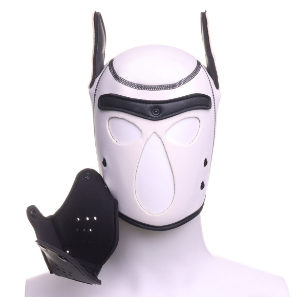Белая неопреновая БДСМ-маска Puppy Play Белая неопреновая БДСМ-маска Puppy Play