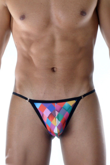 Сексуальные трусы-стринги с принтом в виде цветных квадратов Сексуальные трусы-стринги с принтом в виде цветных квадратов