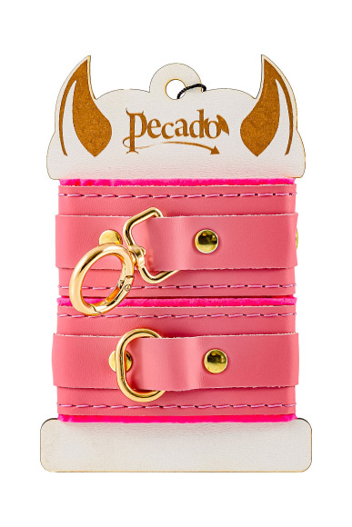 Розовые двуслойные кожаные оковы Розовые двуслойные кожаные оковы