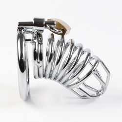 Серебристый мужской пояс верности «Клетка целомудрия № 3» Серебристый мужской пояс верности «Клетка целомудрия № 3»