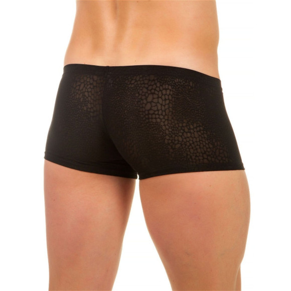 Мужские трусы-хипсы из ткани с текстурой змеиной чешуи Snake Black Boxer Мужские трусы-хипсы из ткани с текстурой змеиной чешуи Snake Black Boxer