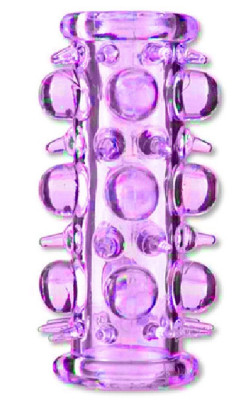 Фиолетовая насадка на пенис с шипами и шишечками Фиолетовая насадка на пенис с шипами и шишечками