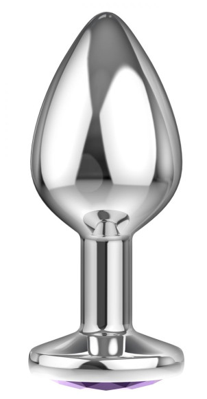 Малая серебристая анальная пробка Diamond Purple Sparkle Small с фиолетовым кристаллом - 7 см. Малая серебристая анальная пробка Diamond Purple Sparkle Small с фиолетовым кристаллом - 7 см.