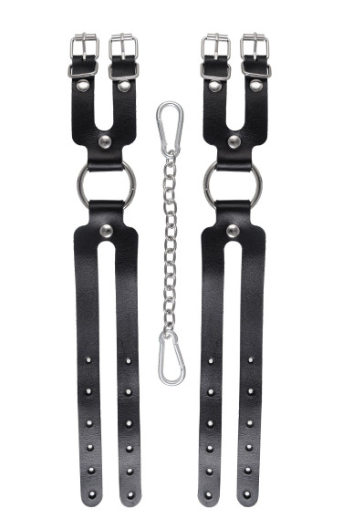 Черные кожаные оковы из двух ремешков Черные кожаные оковы из двух ремешков