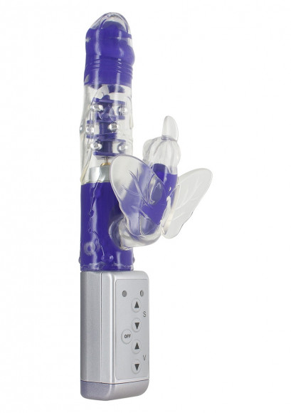 Фиолетовый мультискоростной вибромассажёр Hi-tech Funky Butterfly Dark Purple - 22 см. Фиолетовый мультискоростной вибромассажёр Hi-tech Funky Butterfly Dark Purple - 22 см.