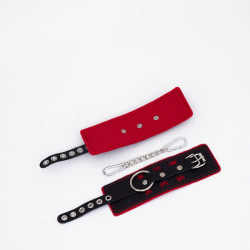 Черно-красные наручники с красной строчкой Sex Черно-красные наручники с красной строчкой Sex