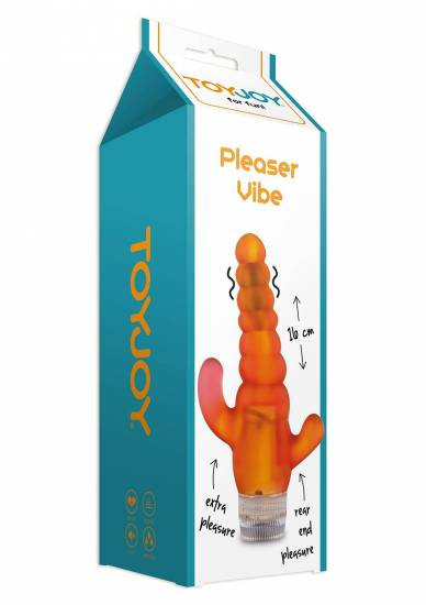 Оранжевый вибратор тройного действия Pleaser Vibrator - 17,7 см. Оранжевый вибратор тройного действия Pleaser Vibrator - 17,7 см.