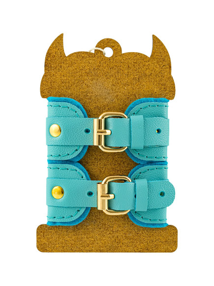 Голубые двуслойные кожаные наручники-браслеты Голубые двуслойные кожаные наручники-браслеты