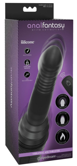 Черный вибромассажер с функцией поступательных движений Ass Thruster Черный вибромассажер с функцией поступательных движений Ass Thruster