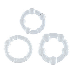 Набор из 3 прозрачный эрекционных колец KIT 3 COCK RING BE ON THE BALL CLEAR