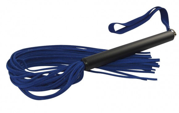 Синяя велюровая плеть MIX с черной рукоятью - 47 см. Синяя велюровая плеть MIX с черной рукоятью - 47 см.