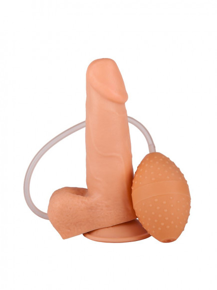 Реалистичный фаллоимитатор на присоске с грушей - 15,5 см. Реалистичный фаллоимитатор на присоске с грушей - 15,5 см.