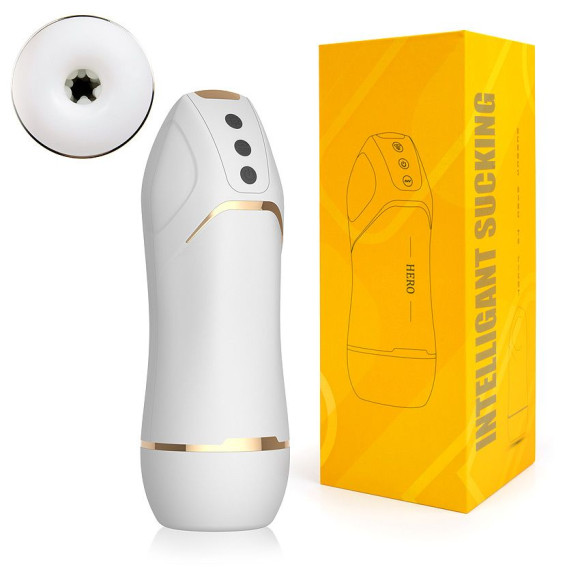 Белый вибромастурбатор Hero с режимом вакуума Белый вибромастурбатор Hero с режимом вакуума
