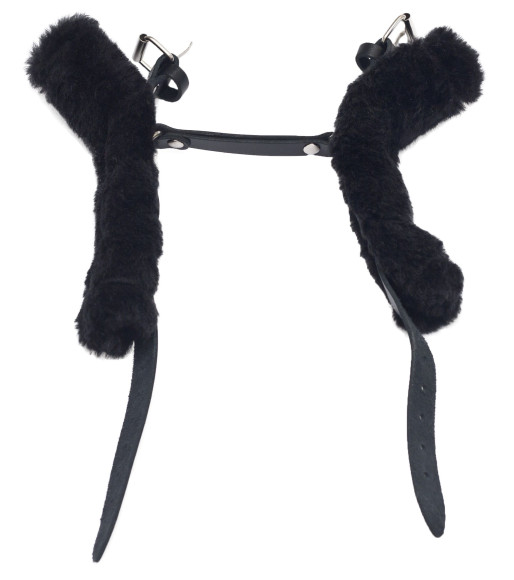 Черные базовые наручники из кожи с опушкой Черные базовые наручники из кожи с опушкой