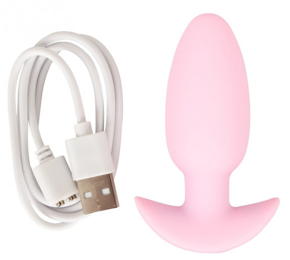 Розовая анальная пробка с вибрацией Cuties Vibrating Mini Butt Plug - 8 см.