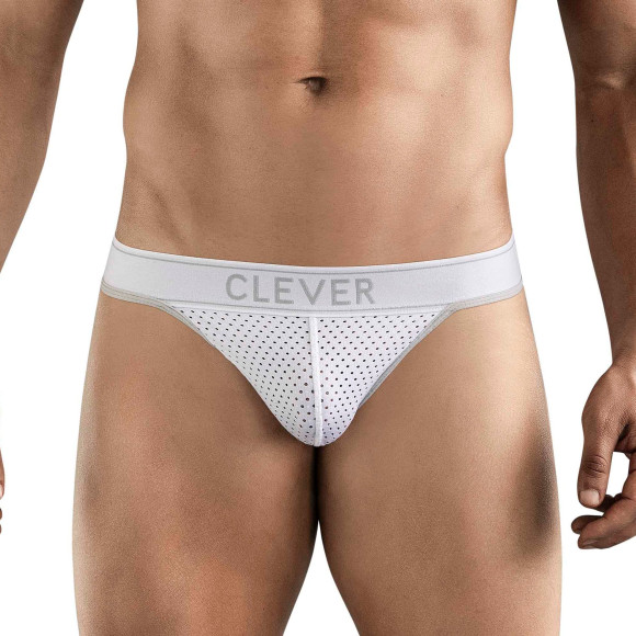 Белые перфорированные трусы-тонги Clever Ambar Thong
