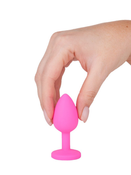 Розовая анальная втулка с малиновым кристаллом - 7,3 см. Розовая анальная втулка с малиновым кристаллом - 7,3 см.