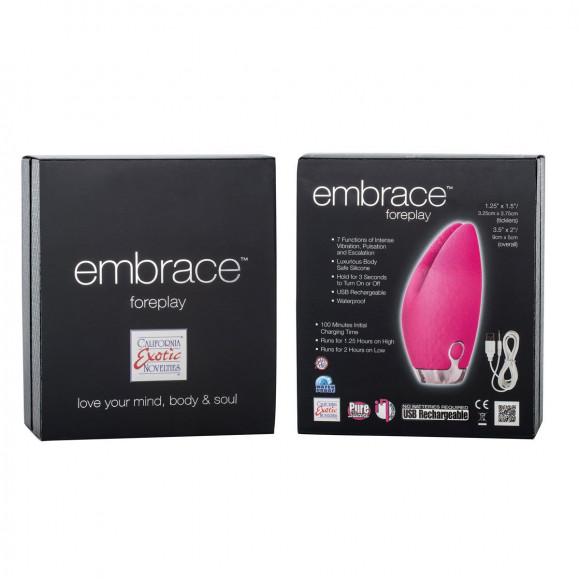 Розовый перезаряжаемый вибромассажер Embrace Foreplay