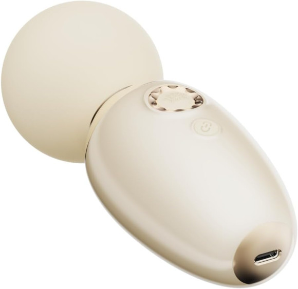 Бежевый мини-вибратор с функцией нагрева Ava