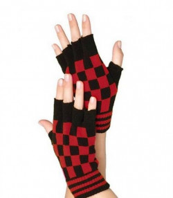 Клетчатые перчатки с открытыми пальчиками Клетчатые перчатки с открытыми пальчиками