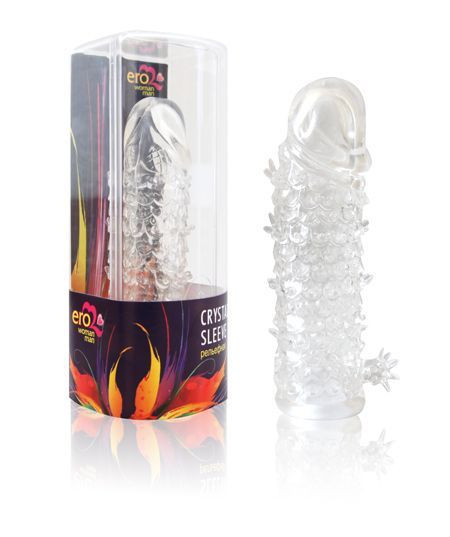 Закрытая прозрачная рельефная насадка Crystal sleeve - 13 см. Закрытая прозрачная рельефная насадка Crystal sleeve - 13 см.