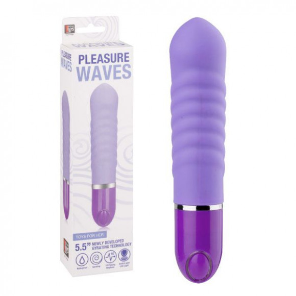 Фиолетовый ребристый мини-вибратор NEON PLEASURE WAVES PURPLE - 14 см.
