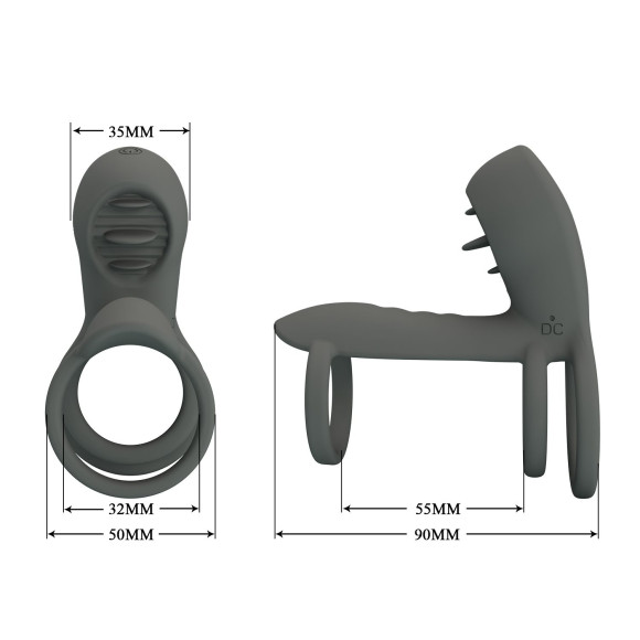 Серая насадка на пенис с 12 режимами вибрации Серая насадка на пенис с 12 режимами вибрации