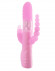 Розовый вибратор для тройной стимуляции - 25,7 см.
