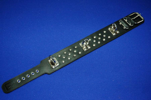 Широкий подшитый ошейник с металлической фурнитурой