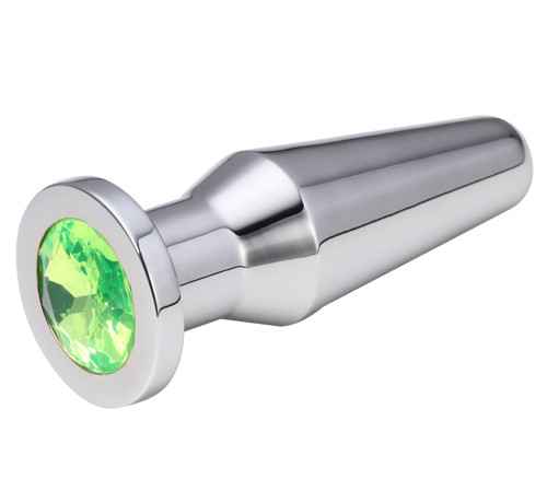 Серебристая втулка с светло-зелёным кристаллом - 10,2 см.