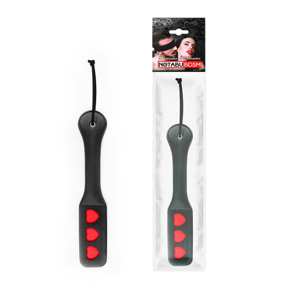 Черная шлепалка NOTABU с красными сердечками - 32 см. Черная шлепалка NOTABU с красными сердечками - 32 см.