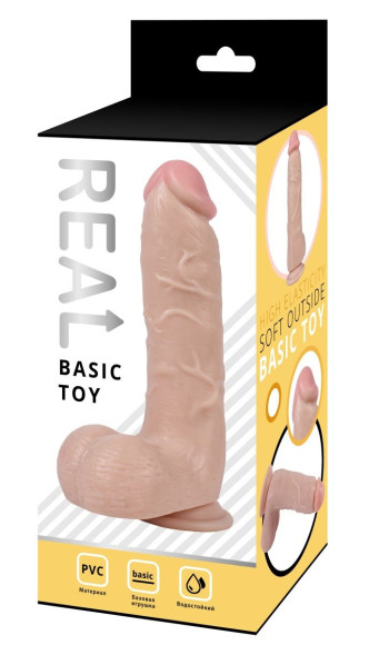 Телесный реалистичный фаллоимитатор с мошонкой Real - 21 см. Телесный реалистичный фаллоимитатор с мошонкой Real - 21 см.