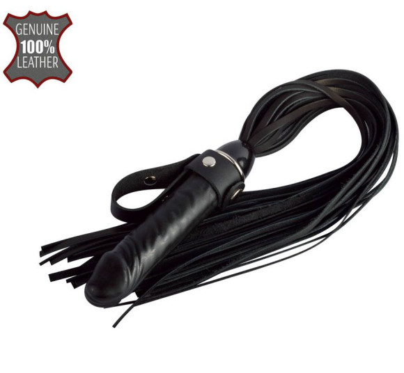 Черная плеть Ковбой с ручкой-фаллосом - 55 см. Черная плеть Ковбой с ручкой-фаллосом - 55 см.
