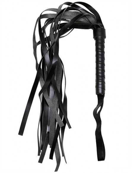 Черный многохвостый флогер с твёрдой ручкой - 46 см. Черный многохвостый флогер с твёрдой ручкой - 46 см.