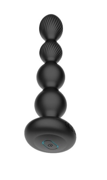 Черная анальная виброцепочка с ротацией и пультом ДУ - 17,7 см. Черная анальная виброцепочка с ротацией и пультом ДУ - 17,7 см.