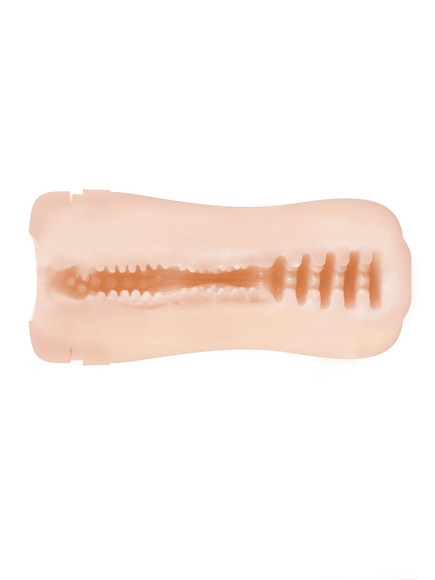 Телесный мастурбатор-вагина в колбе из пластика Телесный мастурбатор-вагина в колбе из пластика