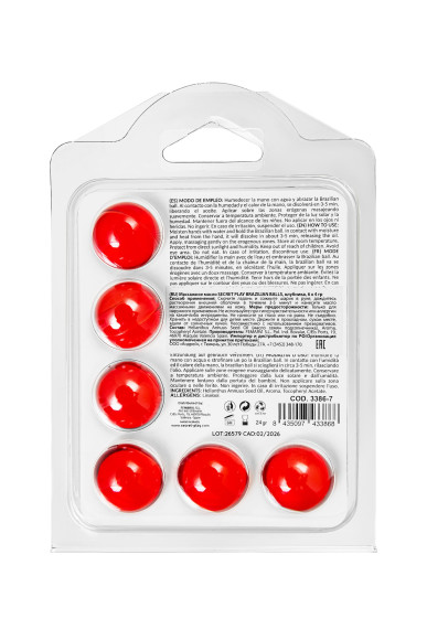 Набор из 6 шариков с массажным маслом Brazilian Balls с ароматом клубники Набор из 6 шариков с массажным маслом Brazilian Balls с ароматом клубники